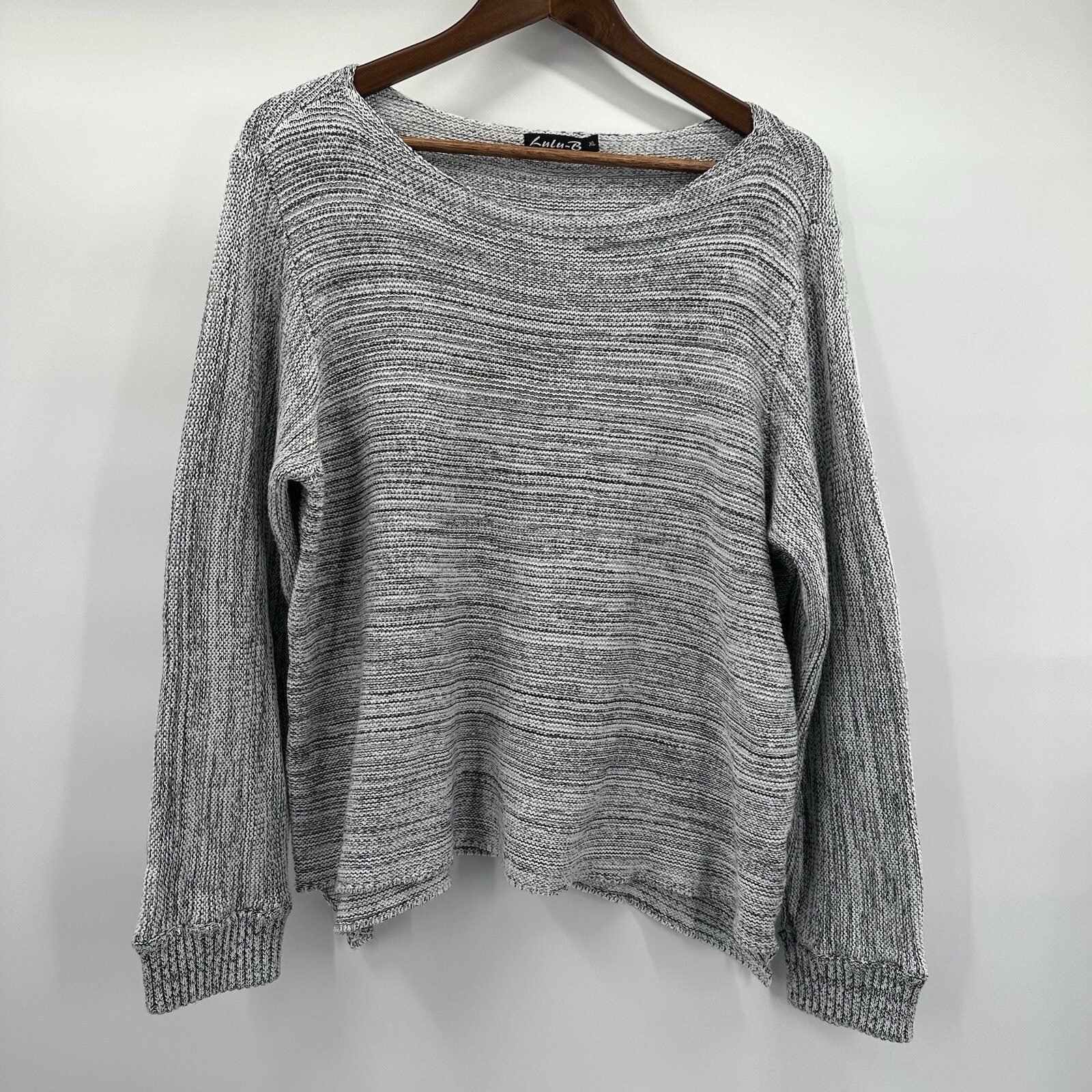 Lulu B Sweater Womens Xl Gray Boxy Heavy Knit Slouchy Beachy Minimalist